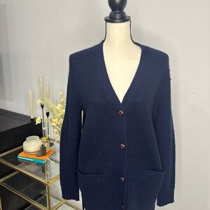 NWT 360 Cashmere Blue V-Neck Cardigan Sweater